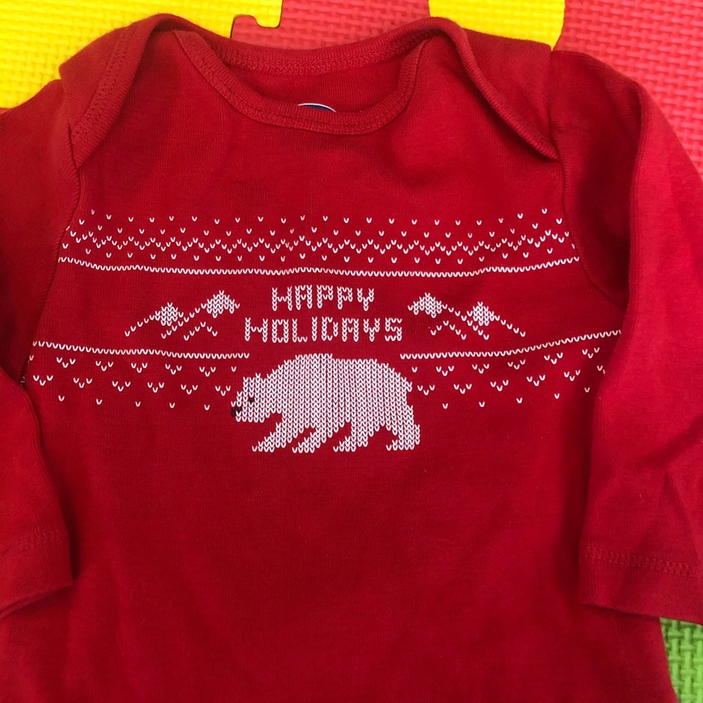 Old Navy Baby Happy Holidays Onesie Long Sleeve - Picture 3 of 4